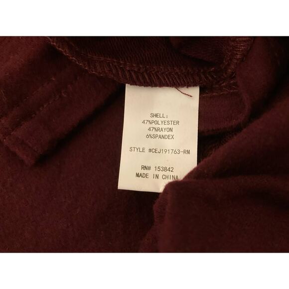 Melloday Women's Open Cardigan Sweater Large Wine NWT Slash Pockets Tunic Length - Picture 6 of 7